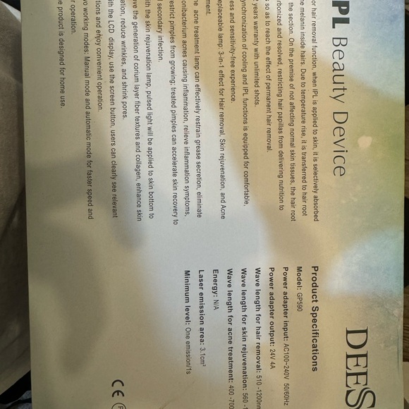 Deess IPL Laser Hair Remover - In Box - Picture 8 of 8